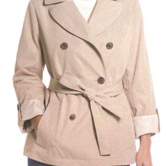 Weatherproof Women's Lightweight Double Breasted Tie Waist Trench Coat, Tan, S - Picture 1 of 3